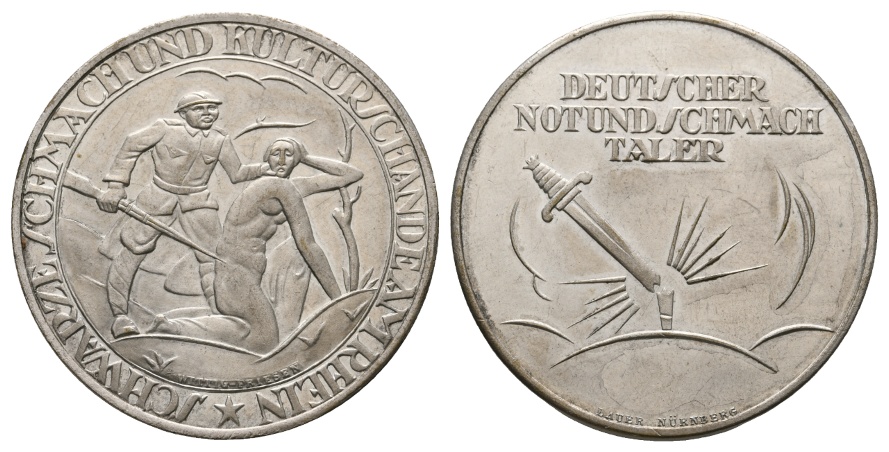  Medaille o.J.; Deutscher Not und Schmach Taler; versilbert; 19,93 g, Ø 38,3 mm   