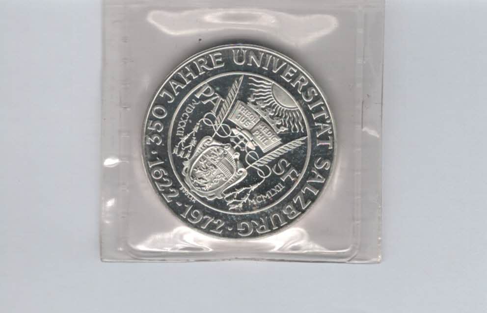  50 Schilling 1972 350 Jahre Universität Salzburg Ag 18g fein Österreich Spittalgold9800 (4584/12   