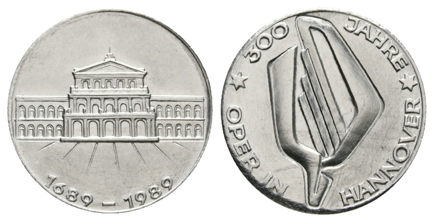  Alumedaille 1989; 300 Jahre Oper in Hannover; Ø 28 mm   