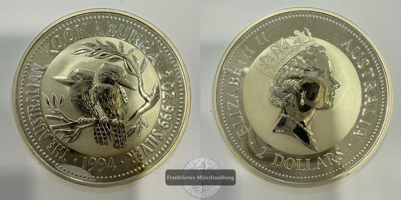  Australien 2 Dollars 1994 (Australian Kookaburra) FM-Frankfurt KM#230 Feinsilber: 62,2g   