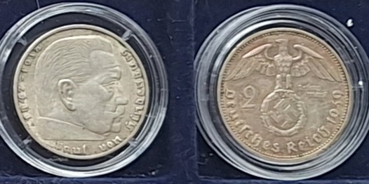  Deutsches Reich, 2 Reichsmark, 1939 Paul von Hindenburg Silber   