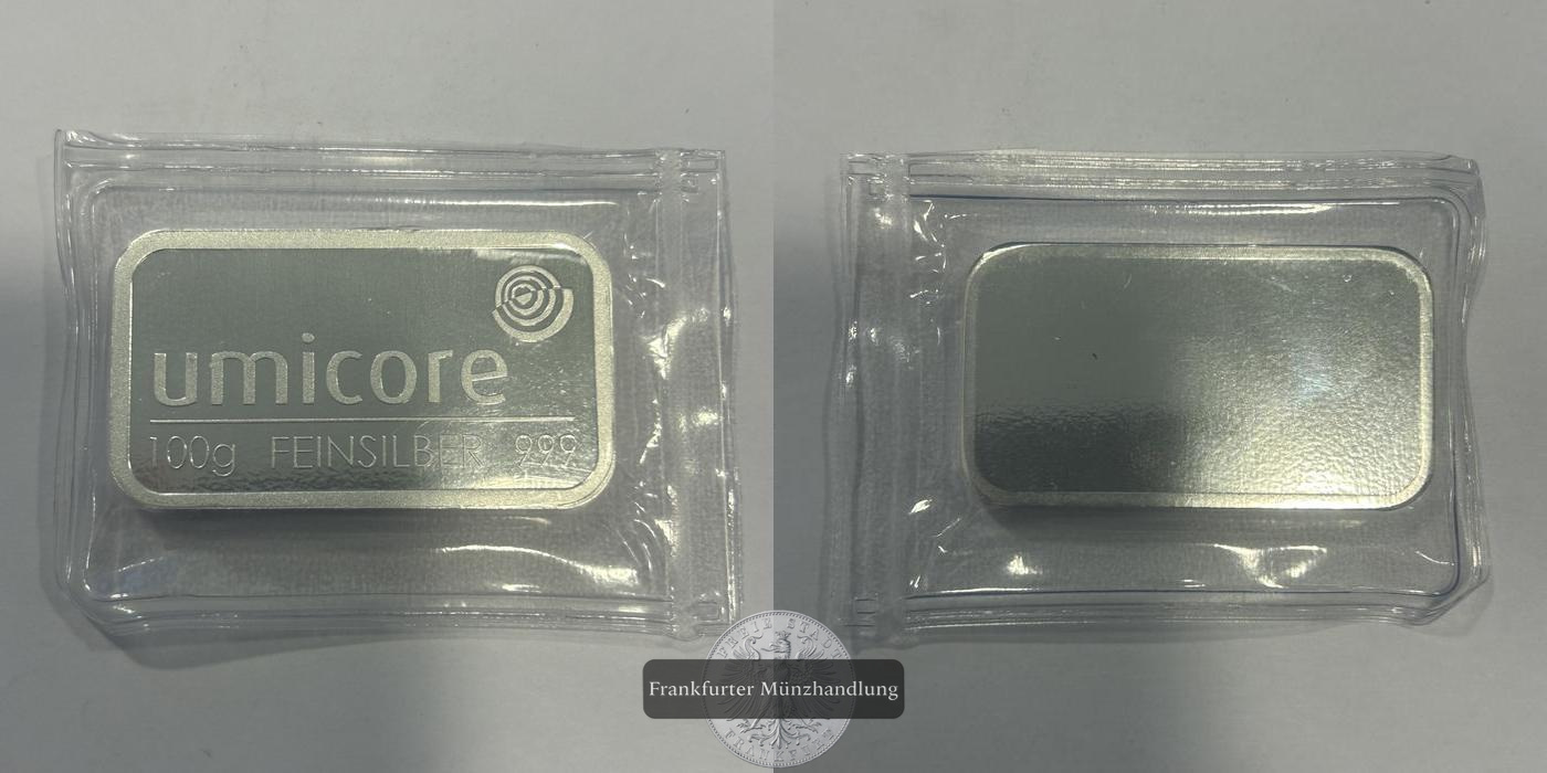  Umicore Silberbarren 100g 0.999er FM-Frankfurt   