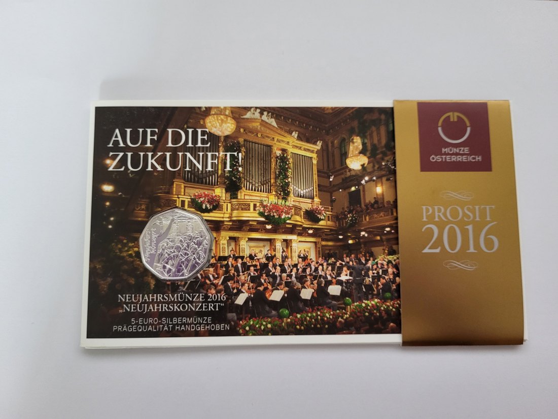  5 Euro 2015 Neujahrsmünze 2016 silber 8g fein Blister Österreich Spittalgold9800 (4974   