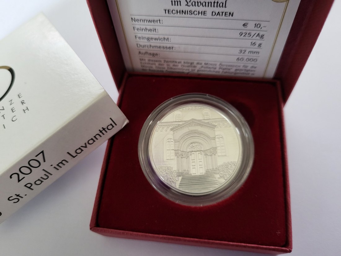  10 Euro 2007 St. Paul im Lavanttal silber/16g fein Österreich Spittalgold9800 (4971/12   