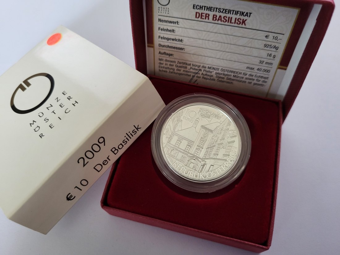  10 Euro 2009 Der Basilisk von Wien silber/16g fein Österreich Spittalgold9800 (4971/15   