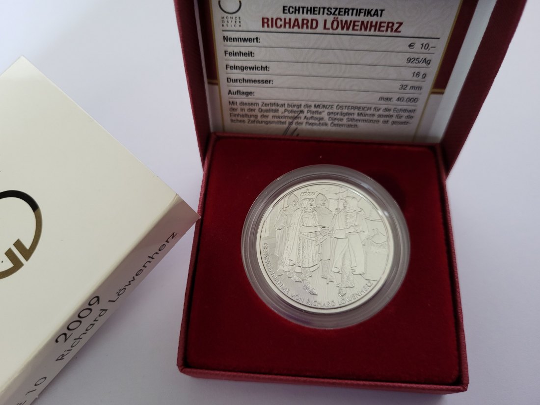  10 Euro 2009 Dürnstein Richard Löwenherz silber 925/16g fein Österreich Spittalgold9800 (4971/16   