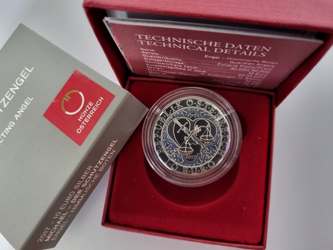  10 Euro 2017 Michael Der Schutzengel silber 925/15,56g fein Österreich Spittalgold9800 (4971   