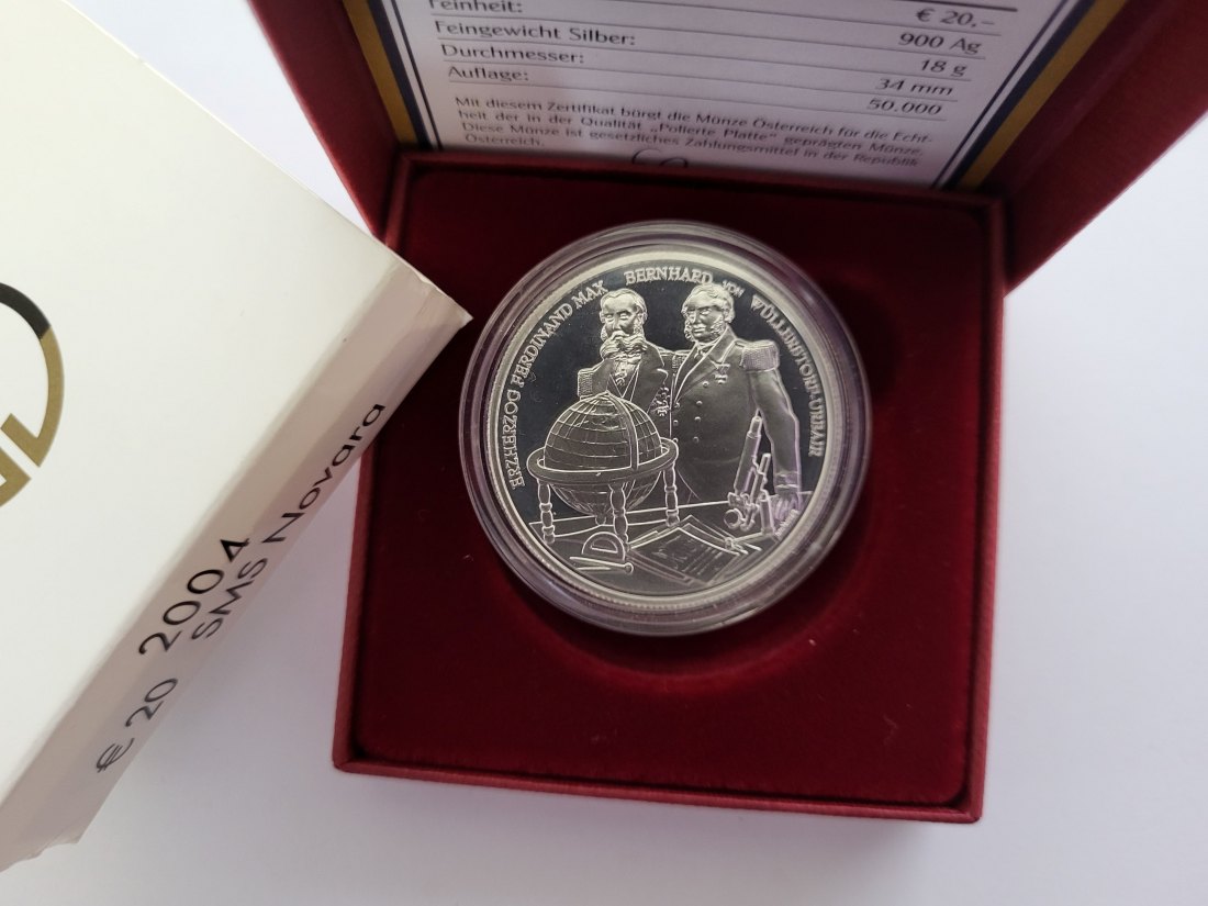  20 Euro 2004 SMS Novara 900/20g 18g fein silber Österreich Spittalgold9800 (5370   