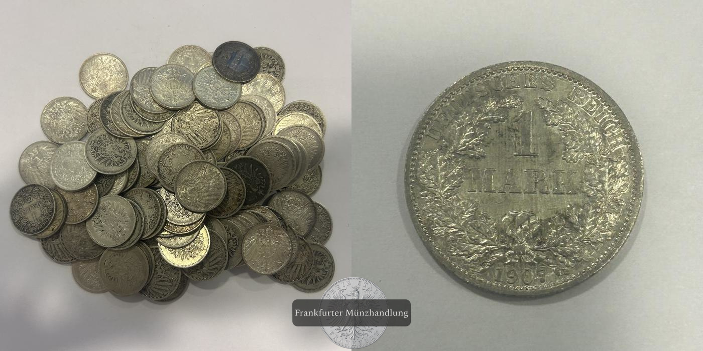  Lot: 100x Deutschland 1 Mark (2 types) FM-Frankfurt Feinsilber: 500g   