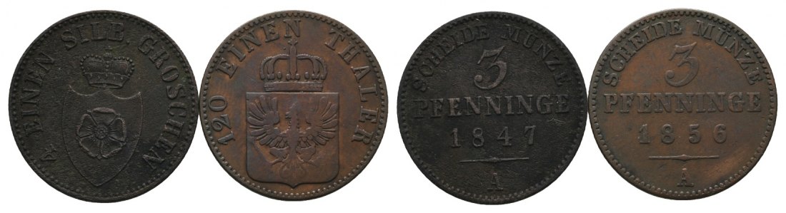  Altdeutschland; 2 Kleinmünzen 1847/1856   