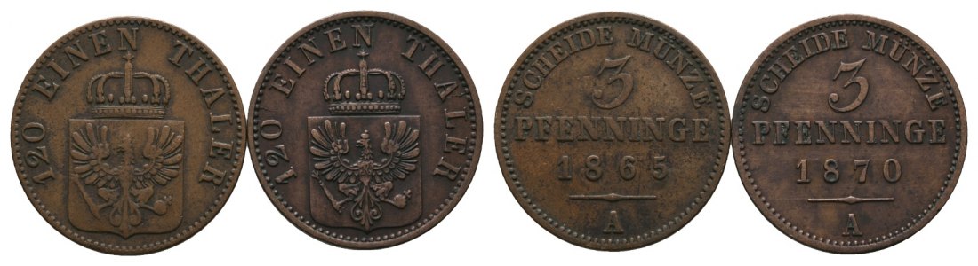  Altdeutschland; 2 Kleinmünzen 1865/1870   