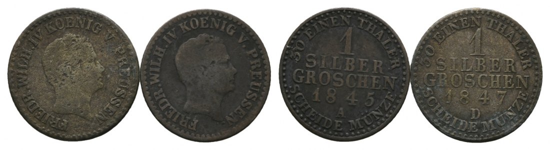  Altdeutschland; 2 Kleinmünzen 1845/1847   