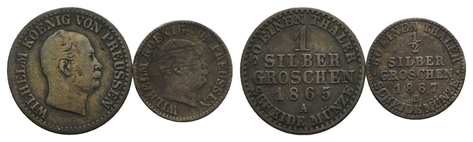  Altdeutschland; 2 Kleinmünzen 1865/1867   