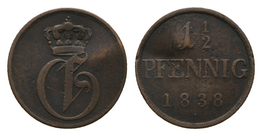 Altdeutschland; Kleinmünze 1838   