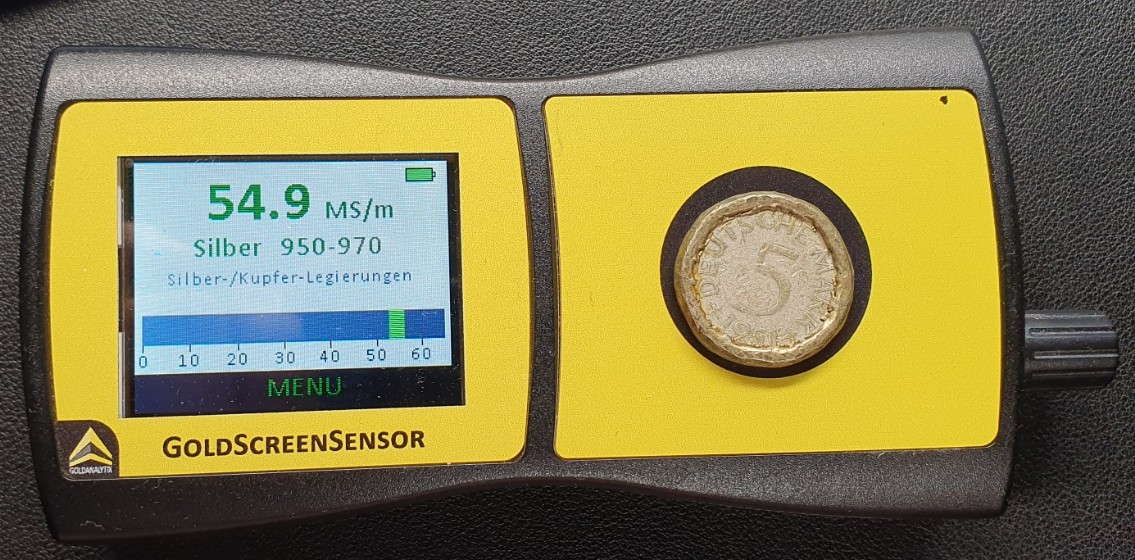  BRD Kuriosität 5 Deutsche Mark Silberadler - 1 Mark - 10 Pfennig gehämmert - Silber 7g fein   