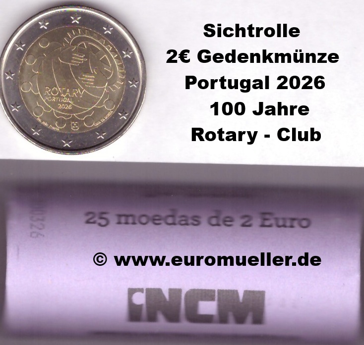 Portugal Rolle...2 Euro Gedenkmünze 2026...Rotary Club   