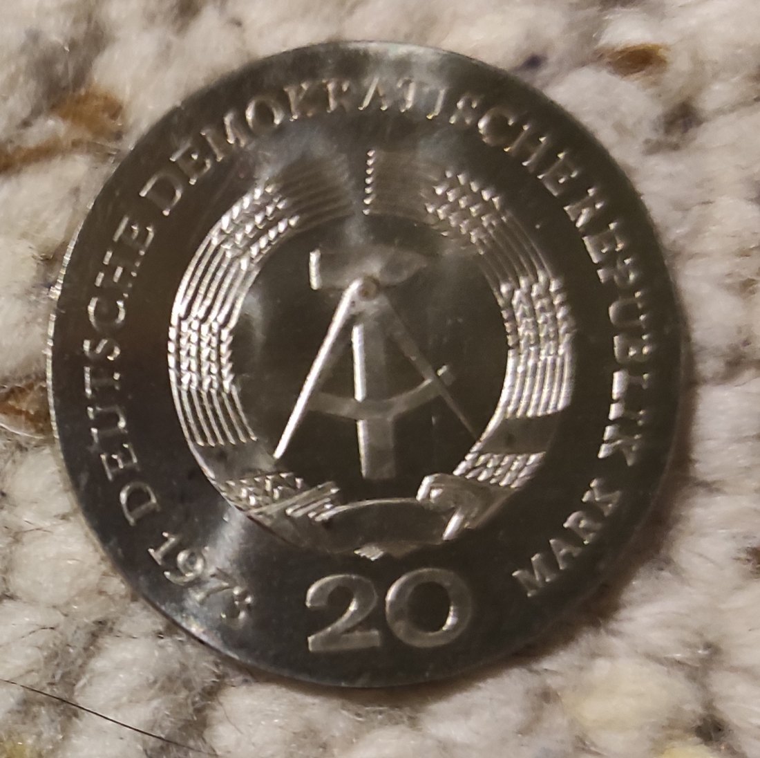  DDT 20 Mark 1973, SILBER, 60. Todestag von August Bebel   