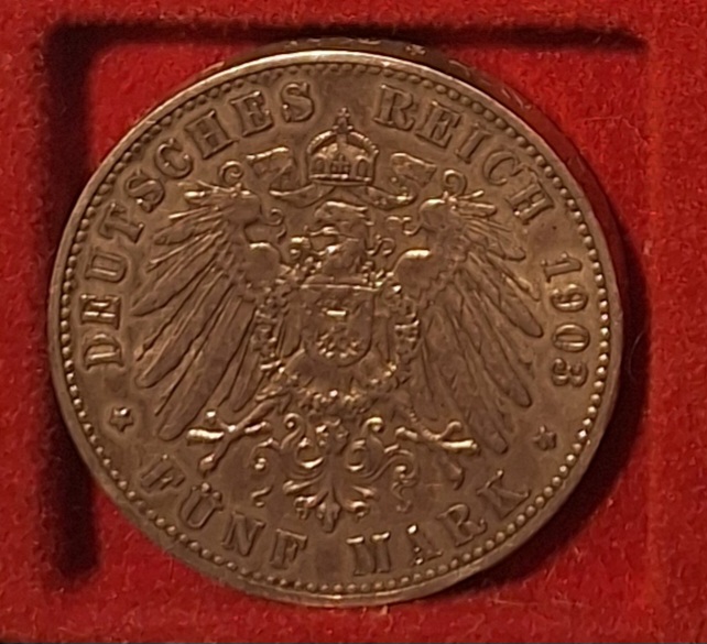 Deutsches Reich, 5 Mark, 1903, Georg König von Sachsen Silber ex.536.298   