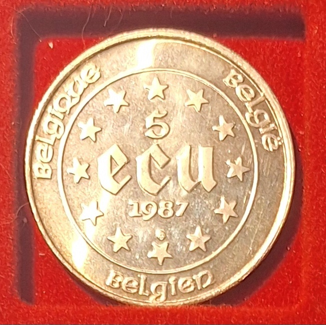  Belgien, 5 ECU, 1987 Karl V. Gedenkausgabe 30 Jahre Römische Verträge Silber   