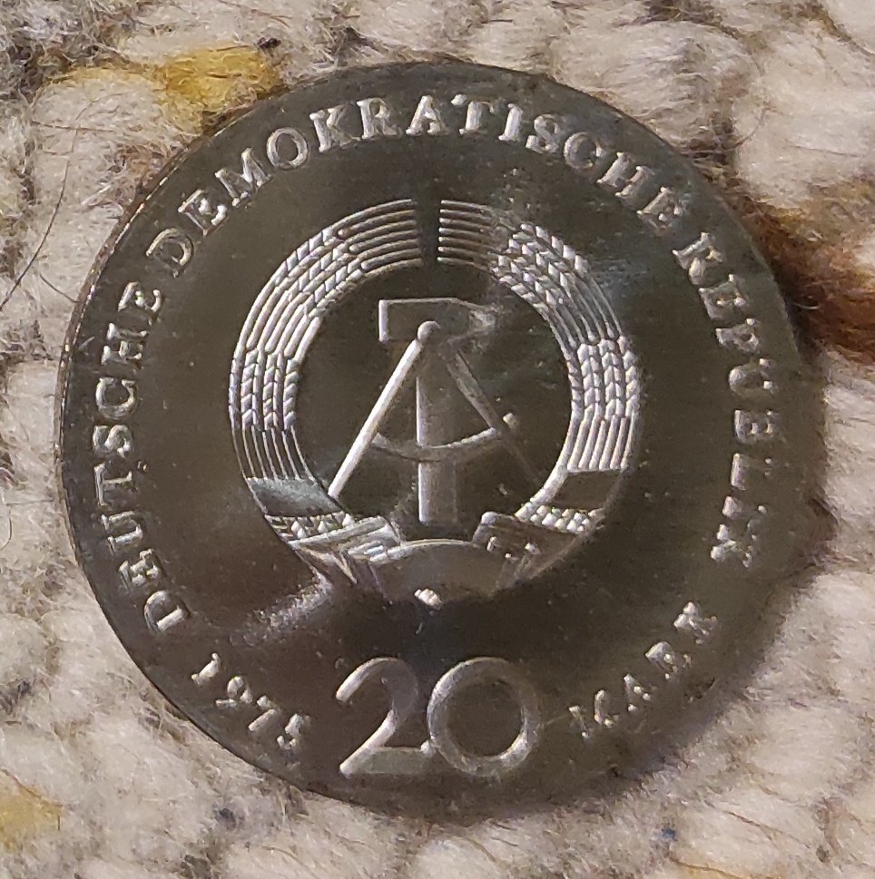  DDR 20 Mark 1975, SILBER, 225. Todestag von Johann Sebastian Bach   