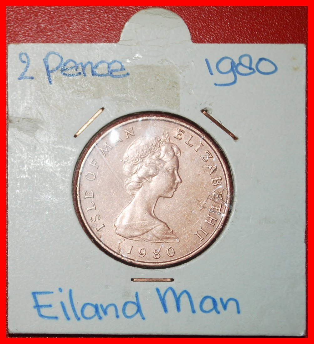 Ⰺ GREAT BRITAIN 1980-1983: ISLE OF MAN★2 PENCE 1980AD ELIZABETH II 1953-2022★LOW START ★ NO RESERVE!   