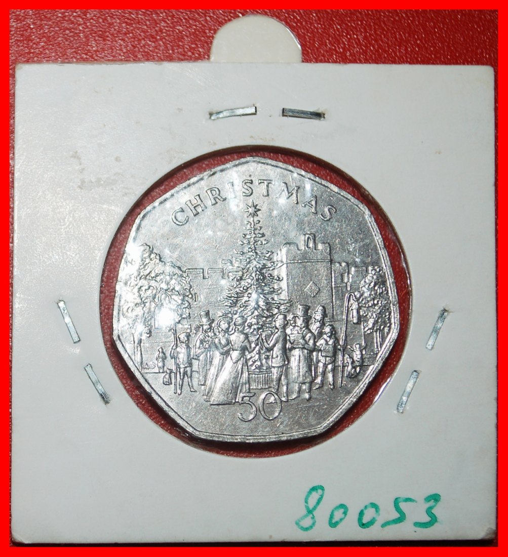 Ⰺ GREAT BRITAIN: ISLE OF MAN★50 PENCE 1982AB TREE! ELIZABETH II 1953-2022★LOW START ★ NO RESERVE!