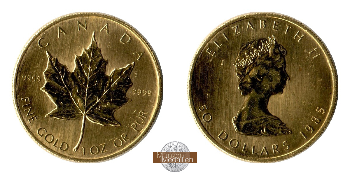 Kanada MM-Frankfurt Feingold: 31,1g 50 Dollar 1985 