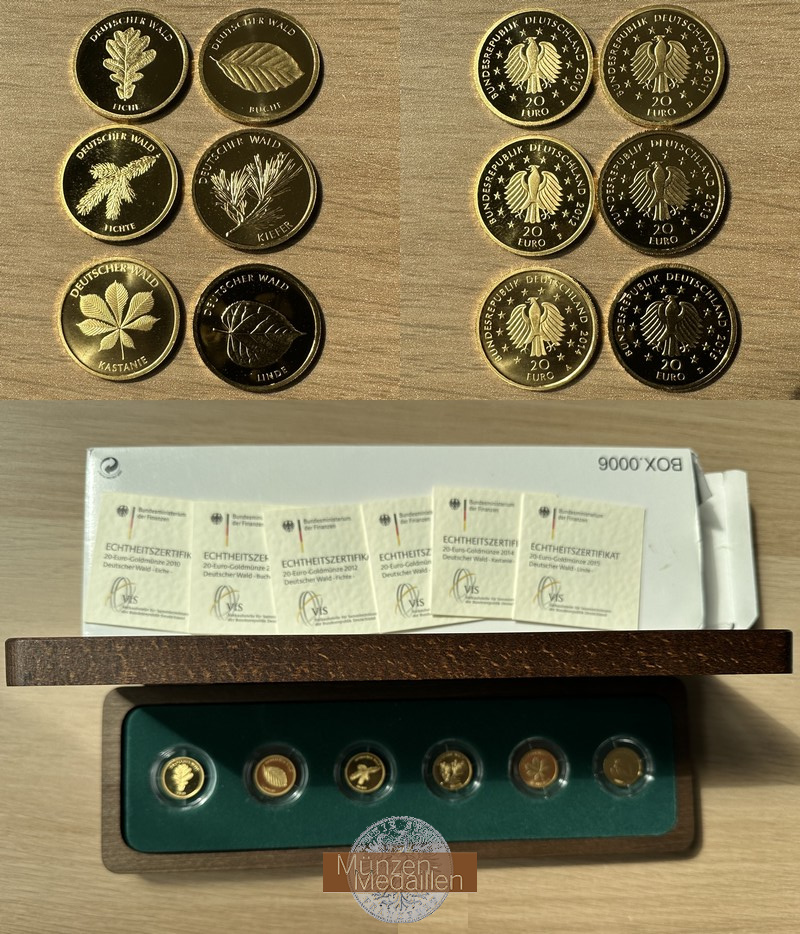 Deutschland Deutscher Wald Set 20-Euro Goldmünzen MM-Frankfurt Feingold: 23,32g