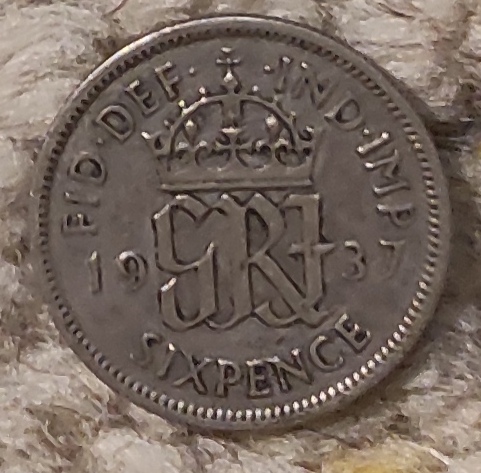 Großbritannien 6 Pence 1937, SILBER, George VI.   