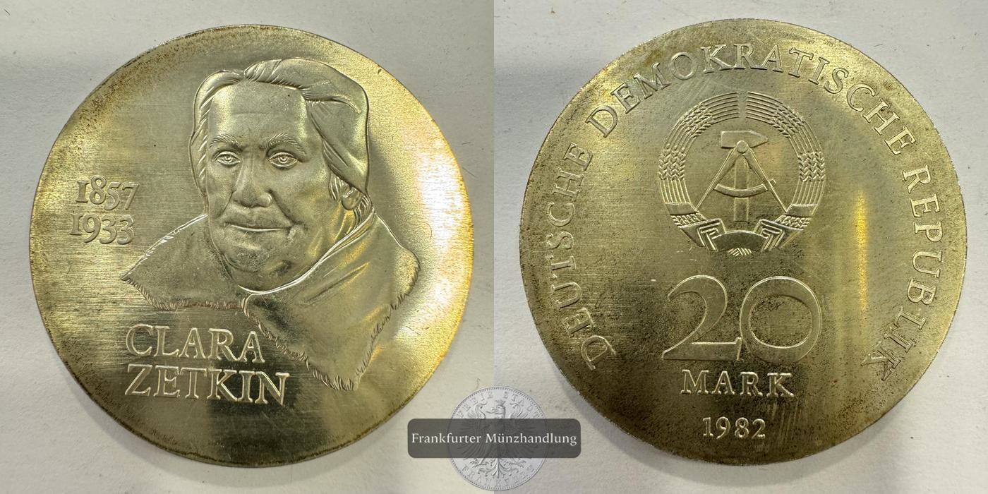  DDR  20 Mark  1982 Clara Zetkin  FM-Frankfurt  Feinsilber: 10,45g   