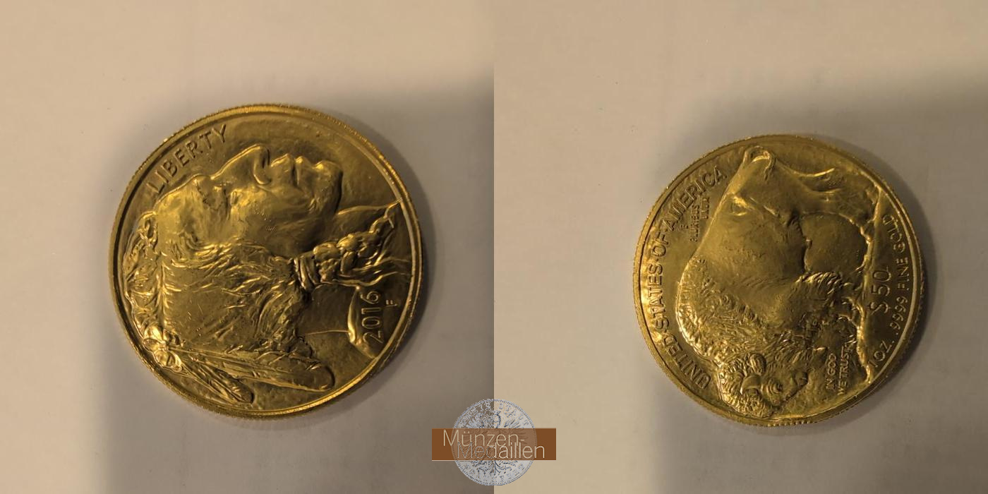  USA 50 Dollars American Buffalo 2016 MMF Frankfurt Feingold 31,10g KM#393   