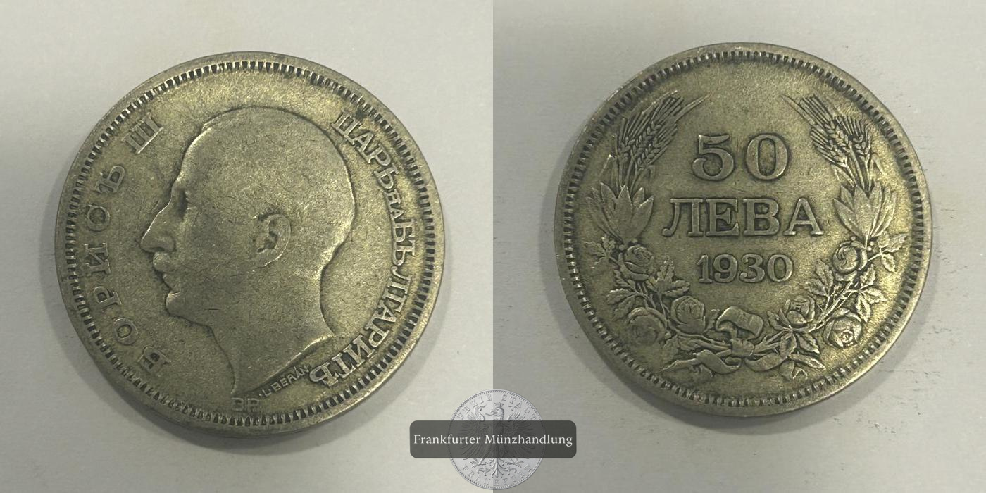  Bulgarien 50 Leva - Boris III 1930 FM-Frankfurt KM#42 Feinsilber: 5,00g   