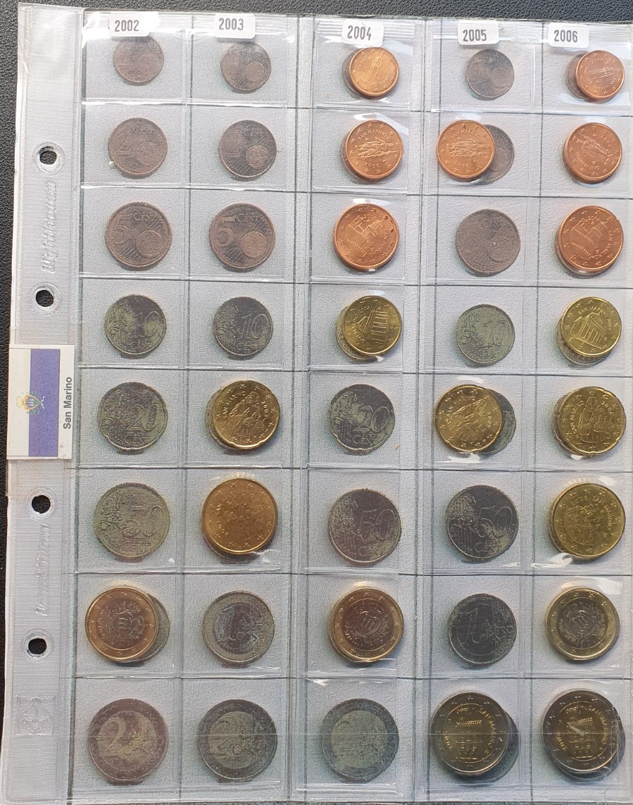  San Marion Euro Münzen ab 2002 bis 2006 Nennwert insgesamt 8,98 Euro   