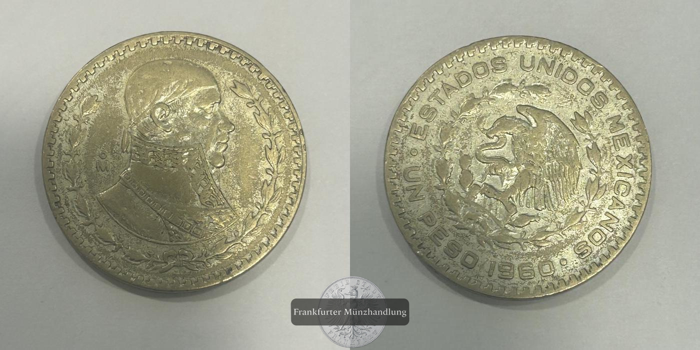  Mexiko 1 Peso Tepalcate 1960 FM-Frankfurt KM#459 Feinsilber: 1,600g   
