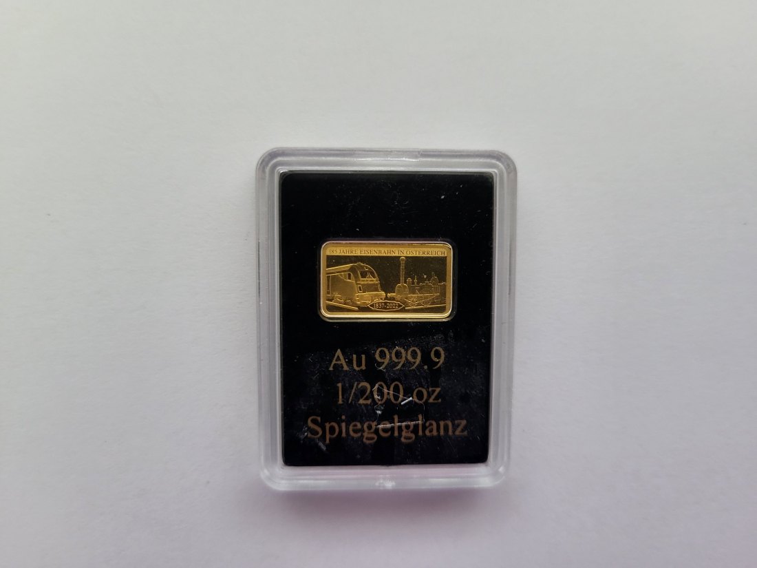  Goldbarren 1/200 Oz 185 Jahre Eisenbahn in Österreich Spittalgold9800 (5527   