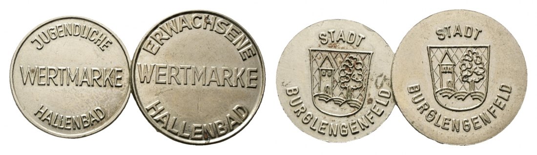  Bayern; Stadt Burglengenfeld; Jugendliche/Erwaschsene Wertmarke Hallenbad; Menzel 4081 (2 Marken)   