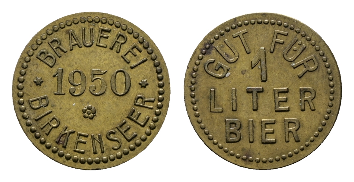  Bayern; Burglengenfeld; Brauerei Birkenseer 1950; Gut für 1 Liter Bier; Menzel 4076   