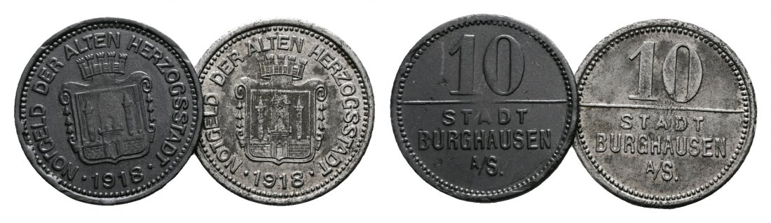  Bayern; Stadt Burghausen a/S.; WZ: 10; Notgeld der Alten Herzogsstadt 1918;  Menzel 4067.2 (2 Stück)   