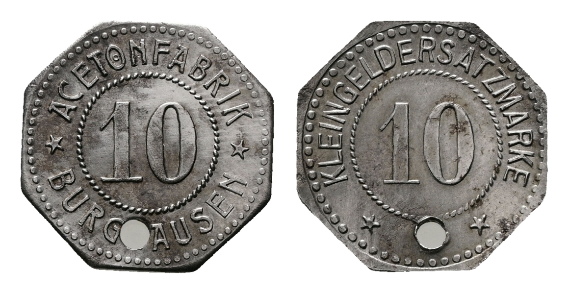  Bayern; Burghausen Acetonfabrik WZ: 10; Kleingeldersatzmarke WZ: 10;  Menzel 4064.5   