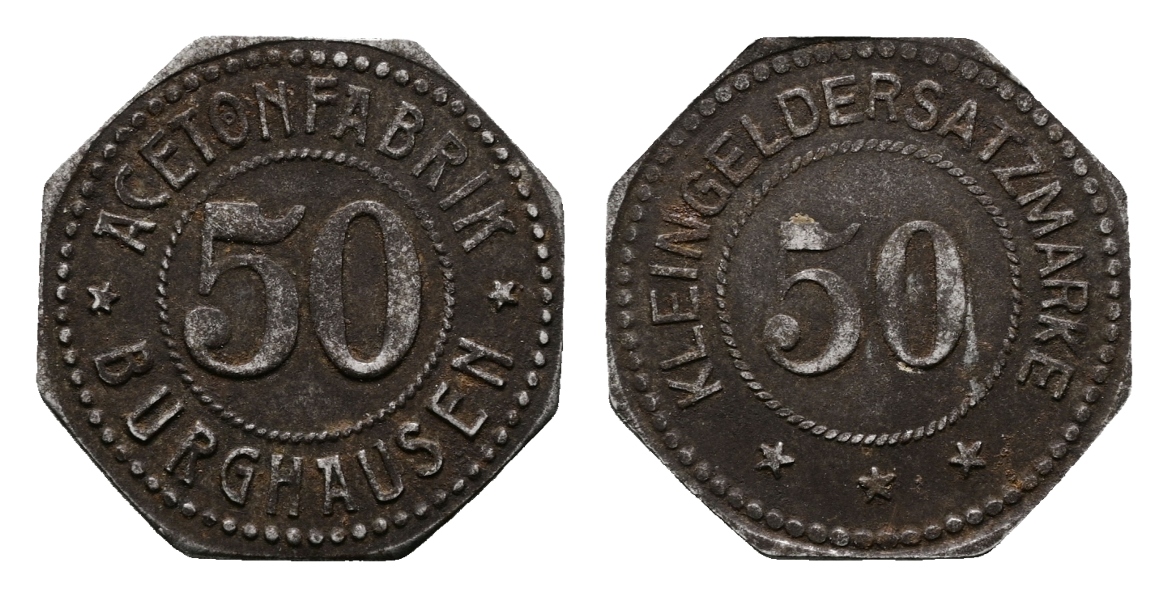  Bayern; Burghausen Acetonfabrik WZ: 50; Kleingeldersatzmarke WZ: 50;  Menzel 4064.6   