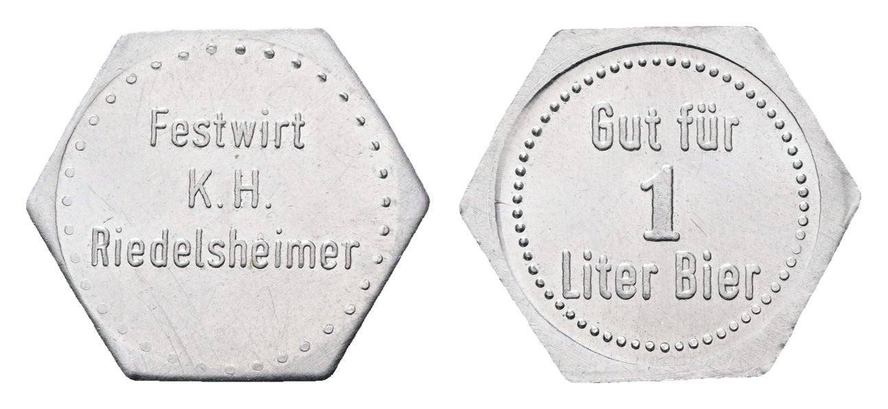  Bayern; Burgheim; Festwirt K.H. Riedelsheimer; Gut für 1 Liter Bier;  Menzel 4072   
