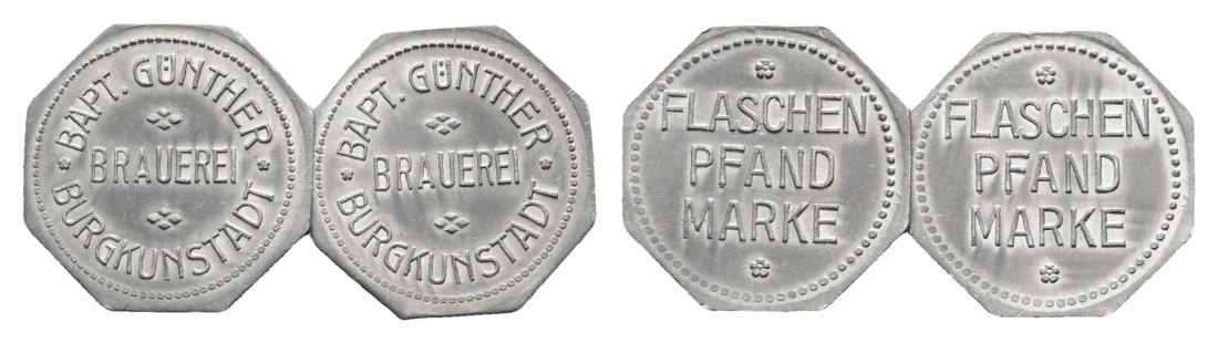  Bayern; Burgkunstadt Bapt. Günther Brauerei; Flaschenpfandmarke (2 Stück);  Menzel -   