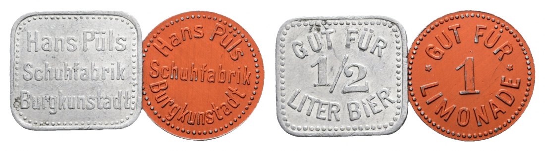  Bayern; Burgkunstadt Hans Püls Schuhfabrik; Gut für 1/2 Liter Bier / Gut für 1 Limonade;  Menzel-(2)   