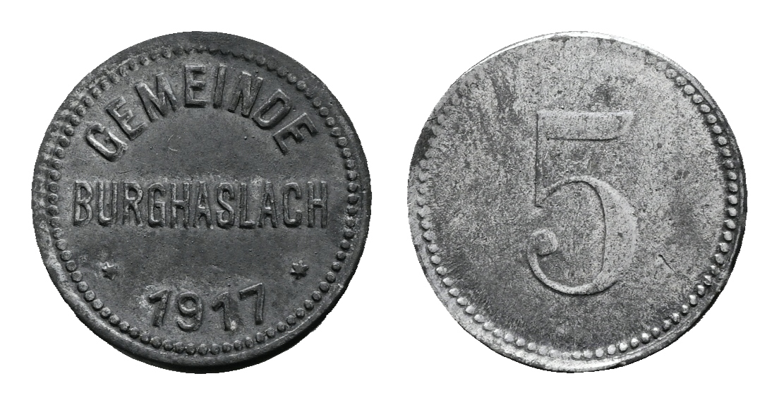  Bayern; Burghaslach Gemeinde 1917; WZ: 5;  Menzel 4062.1   