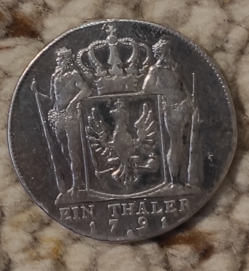 Preußen 1 Taler 1791, SILBER, Friedrich Wilhelm II.   