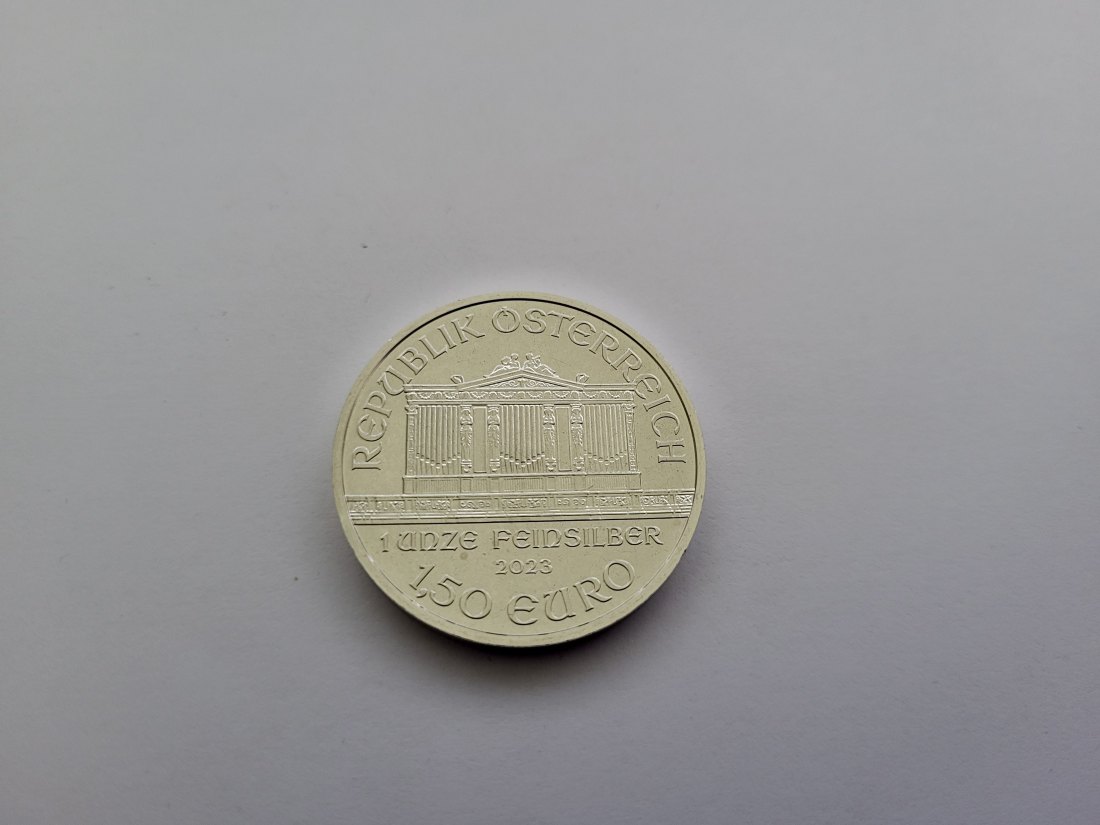  Philharmoniker 2023 1,50 Euro 1 Oz Flecken Silbermünzen Österreich Spittalgold9800 (1248   