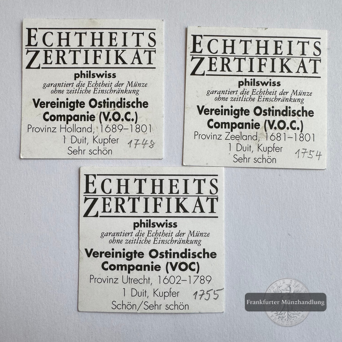  Netherlands East Indies 4x 1 Duit 1745/48/54/55 FM-Frankfurt Kupfer   