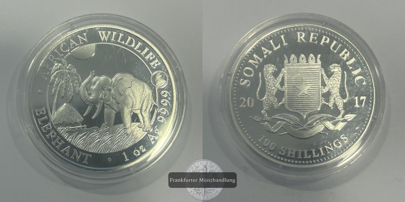  Somalia 10 Shillings (Elephant) 2017 FM-Frankfurt KM#265 Feinsilber: 31,1g   