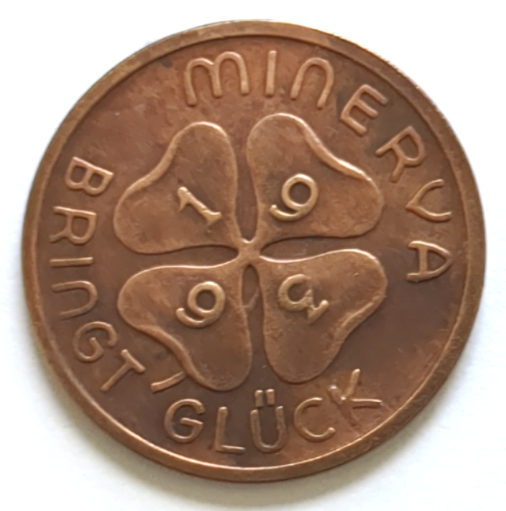  Minerva Werbe-Jeton 1936 Minerva bringt Glück   