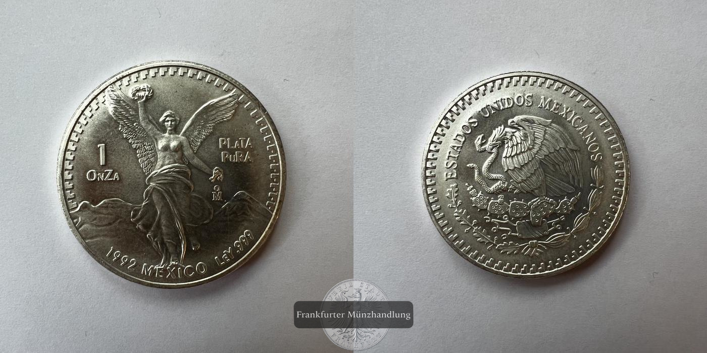  Mexiko 1 Onza Libertad 1992 FM-Frankfurt KM#494 Feinsilber: 31,069g   